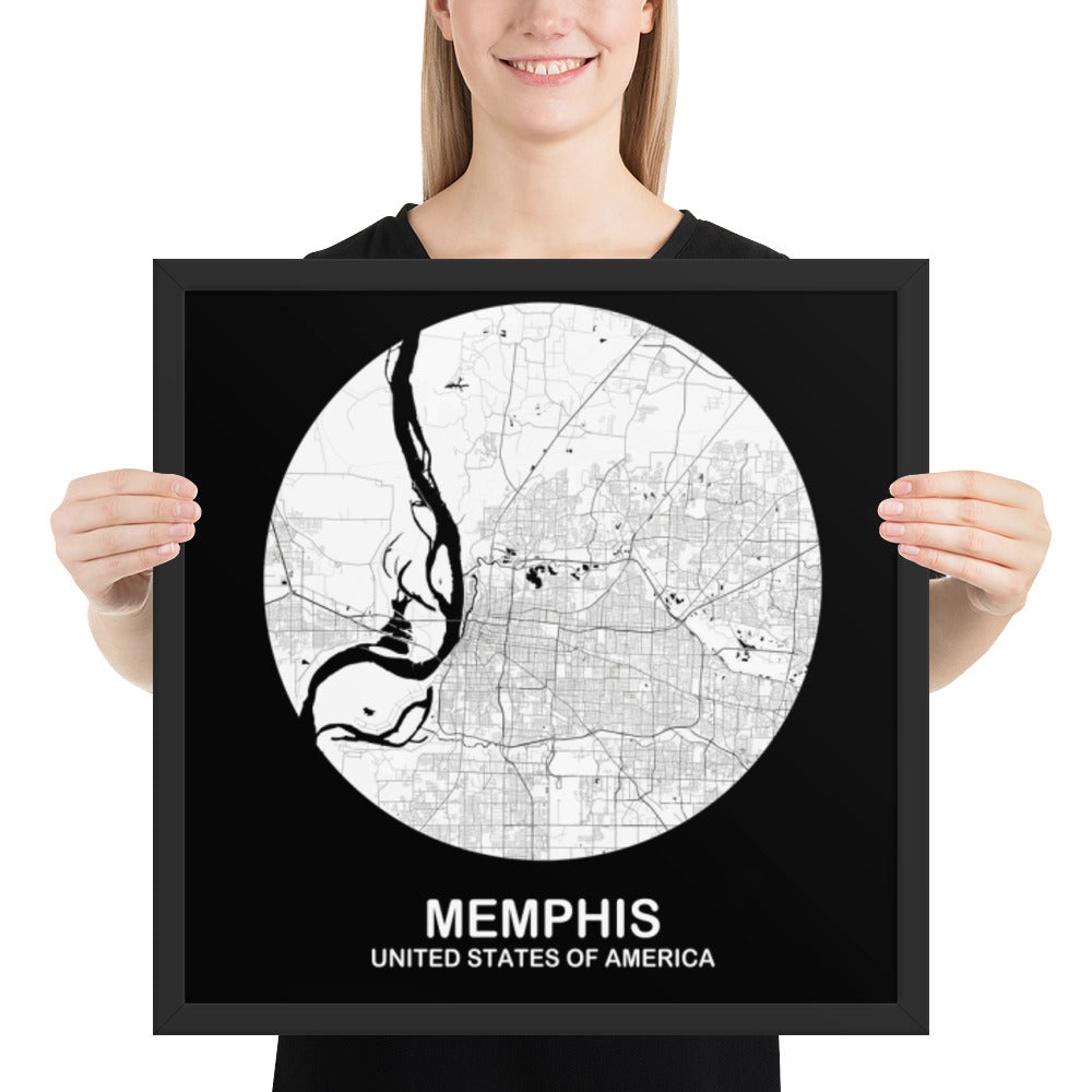 Memphis Circular White Framed Map