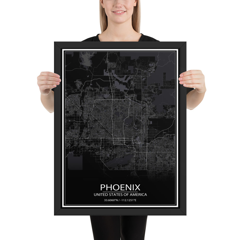 Phoenix Black Framed Map