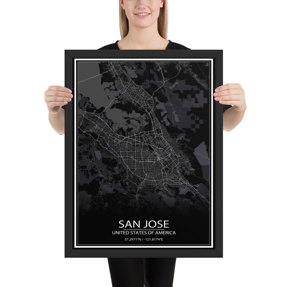 San Jose Black Framed Map