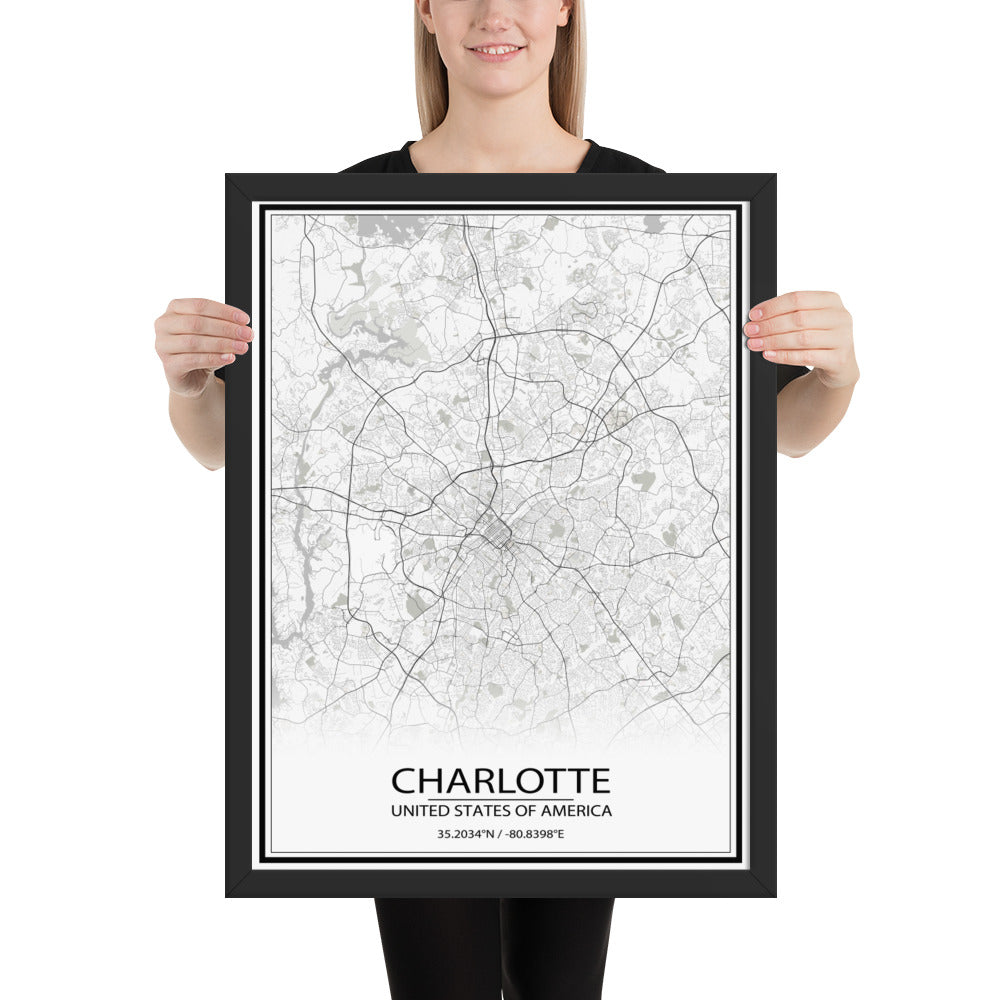 Charlotte White Framed Map