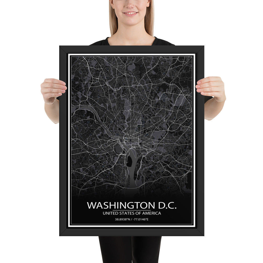 Washington, D.C. Black Framed Map