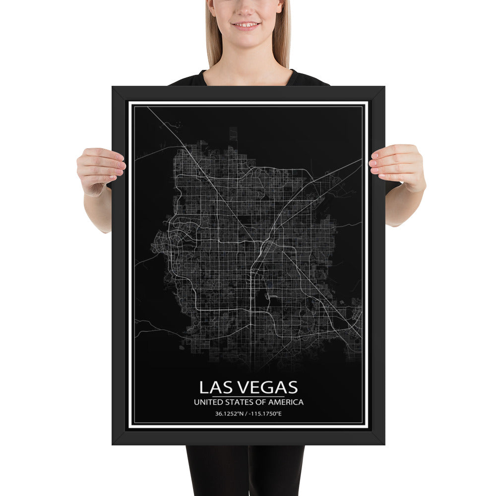 Las Vegas Black Framed Map