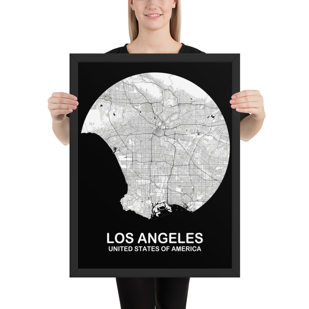 Los Angeles Circular White Framed Map