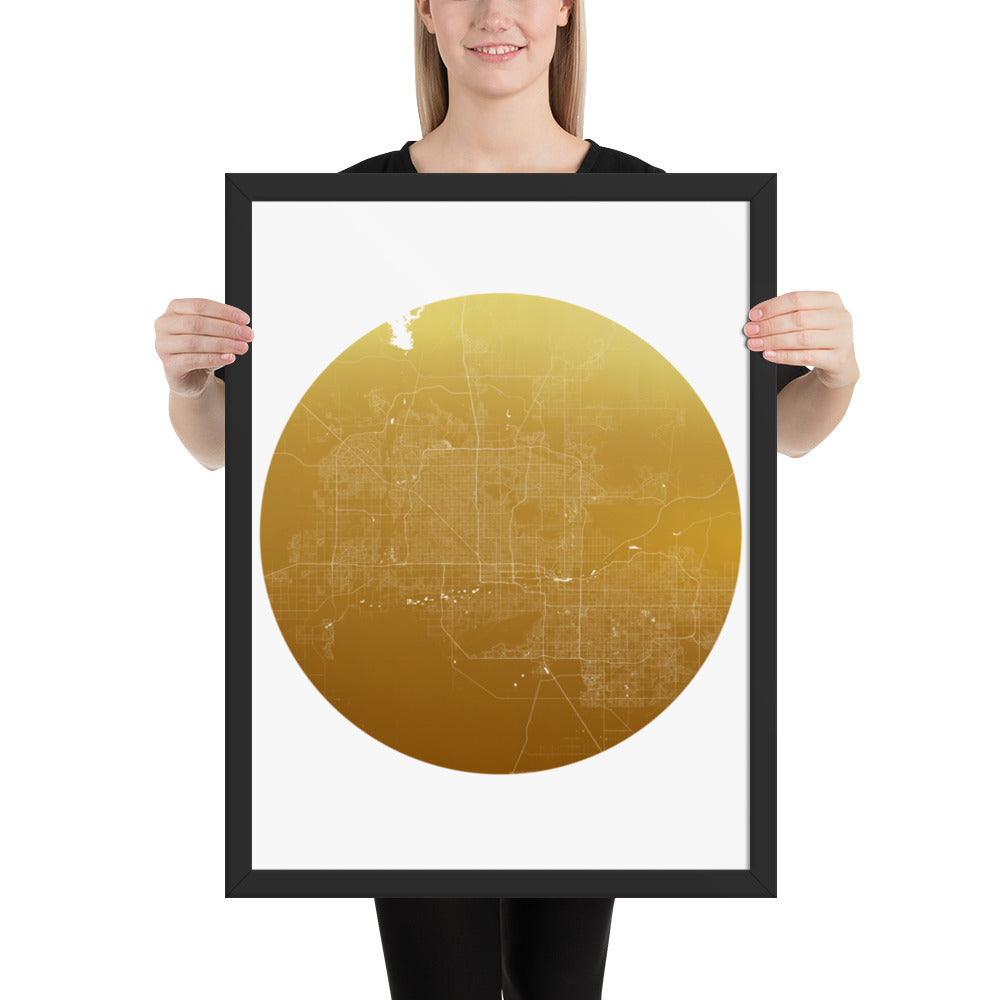 Phoenix Gold on White Framed Map