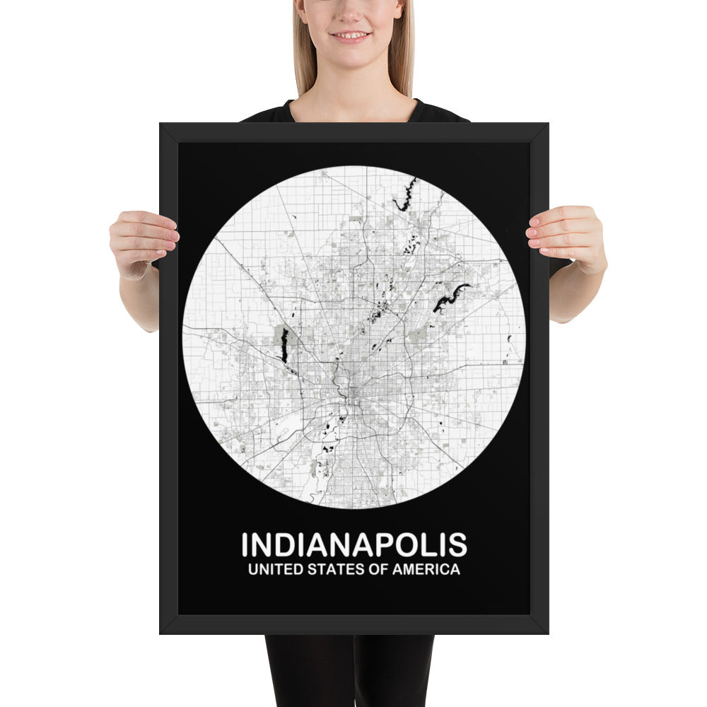 Indianapolis Circular White Framed Map