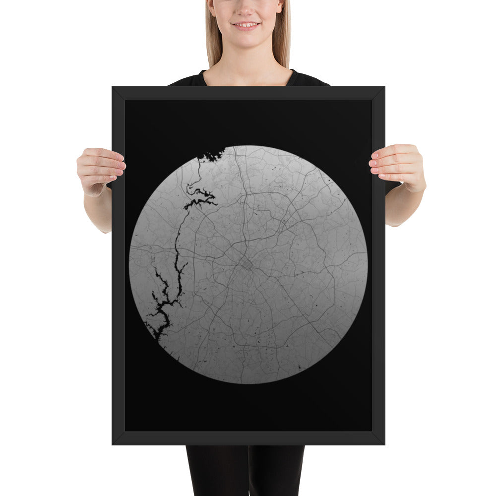 Charlotte Silver on Black Framed Map