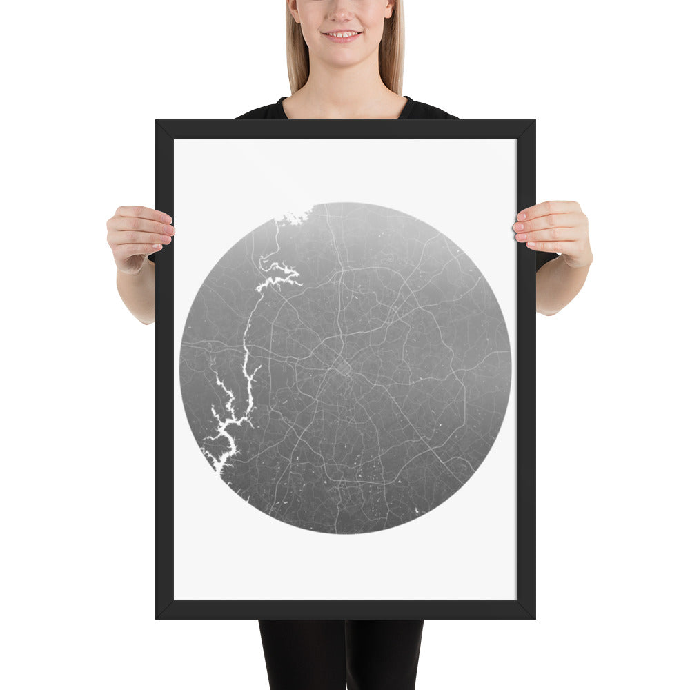 Charlotte Silver on White Framed Map