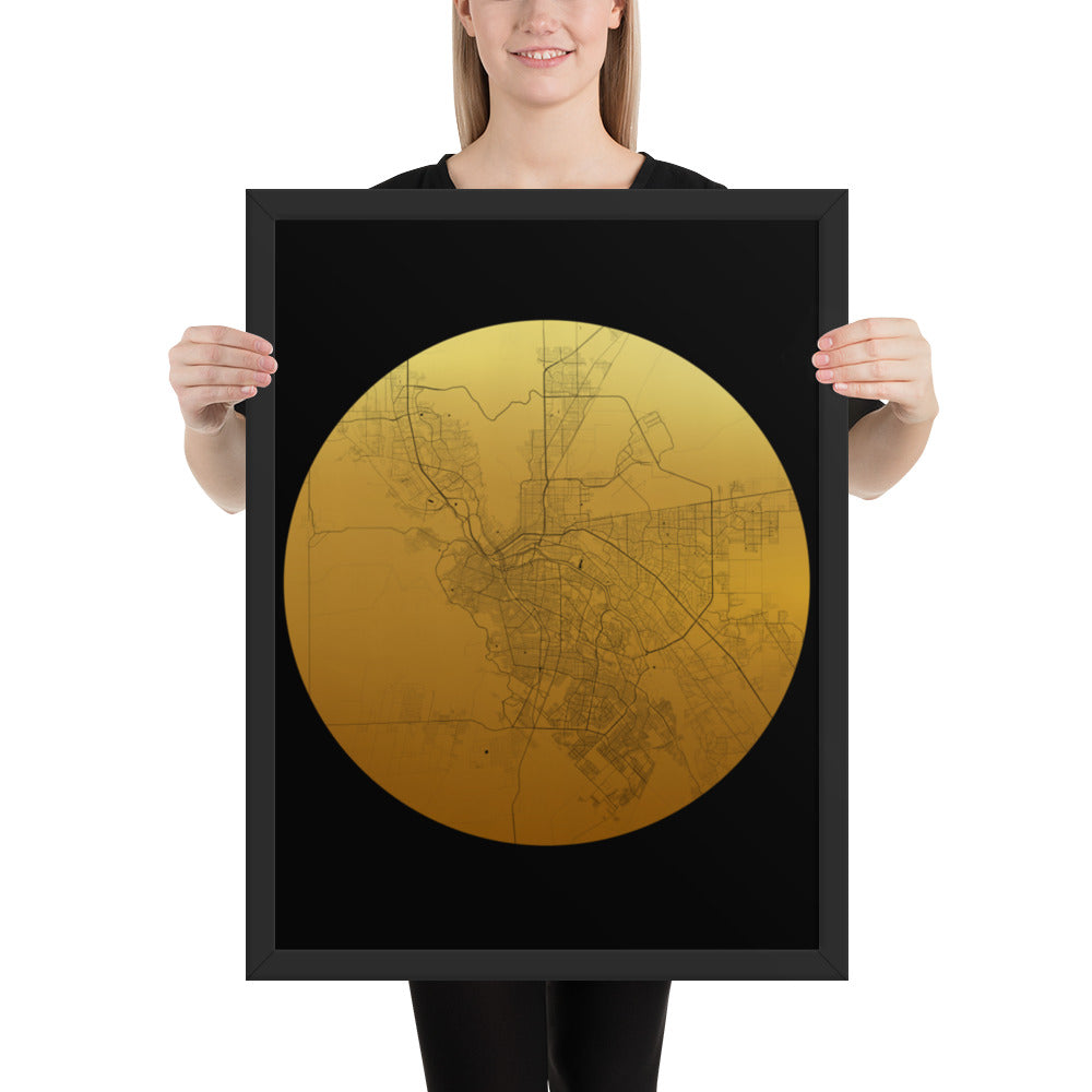 El Paso Gold on Black Framed Map