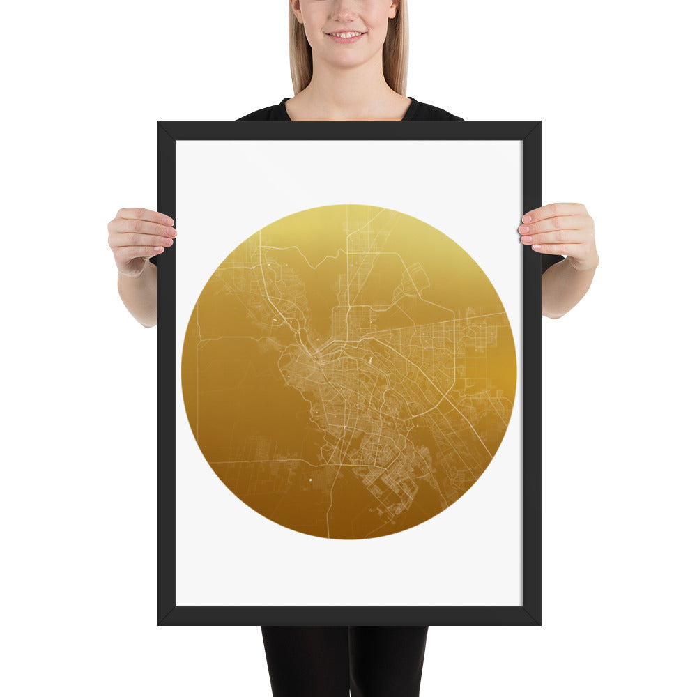 El Paso Gold on White Framed Map