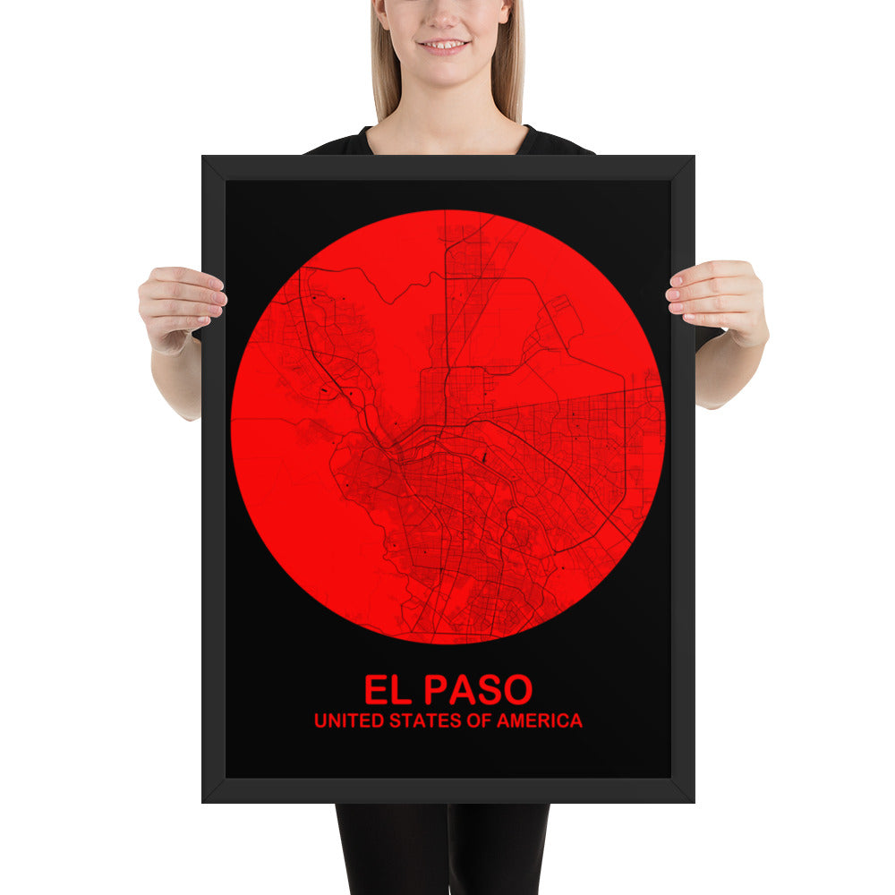 El Paso Circular Red Framed Map