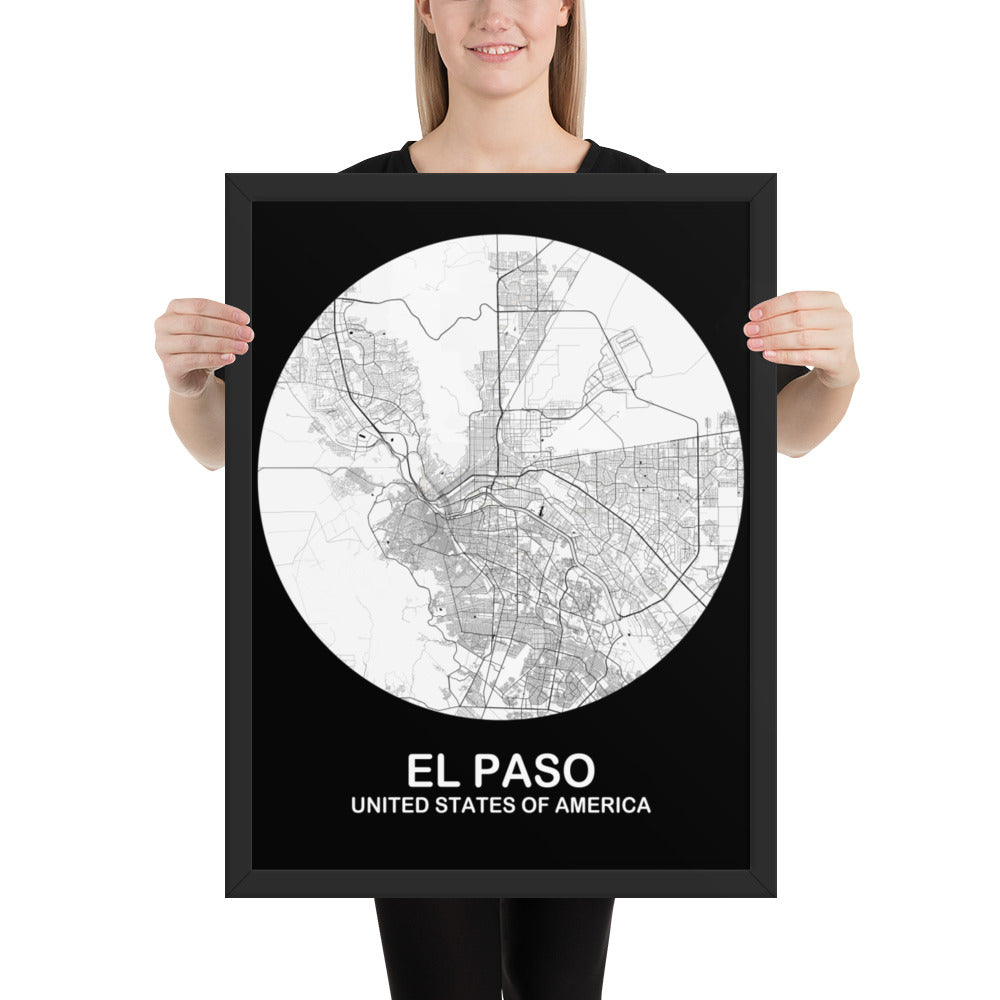 El Paso Circular White Framed Map