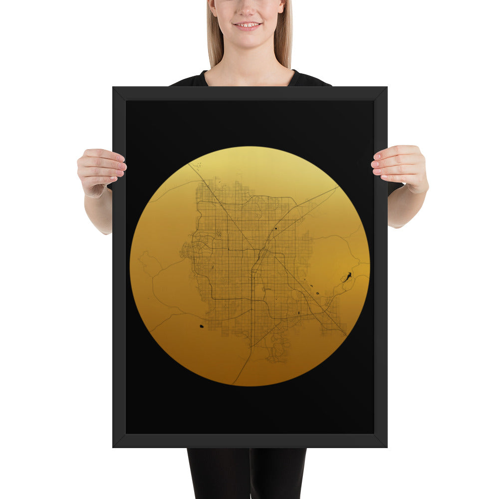 Las Vegas Gold on Black Framed Map