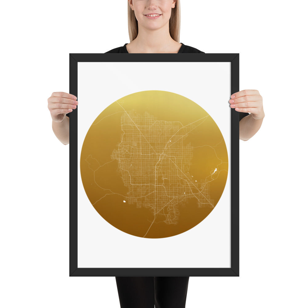 Las Vegas Gold on White Framed Map