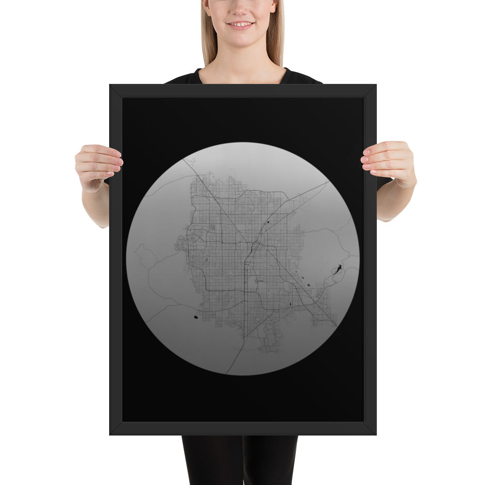 Las Vegas Silver on Black Framed Map