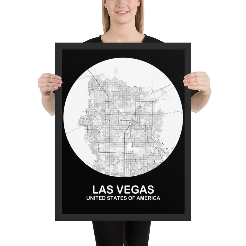 Las Vegas Circular White Framed Map