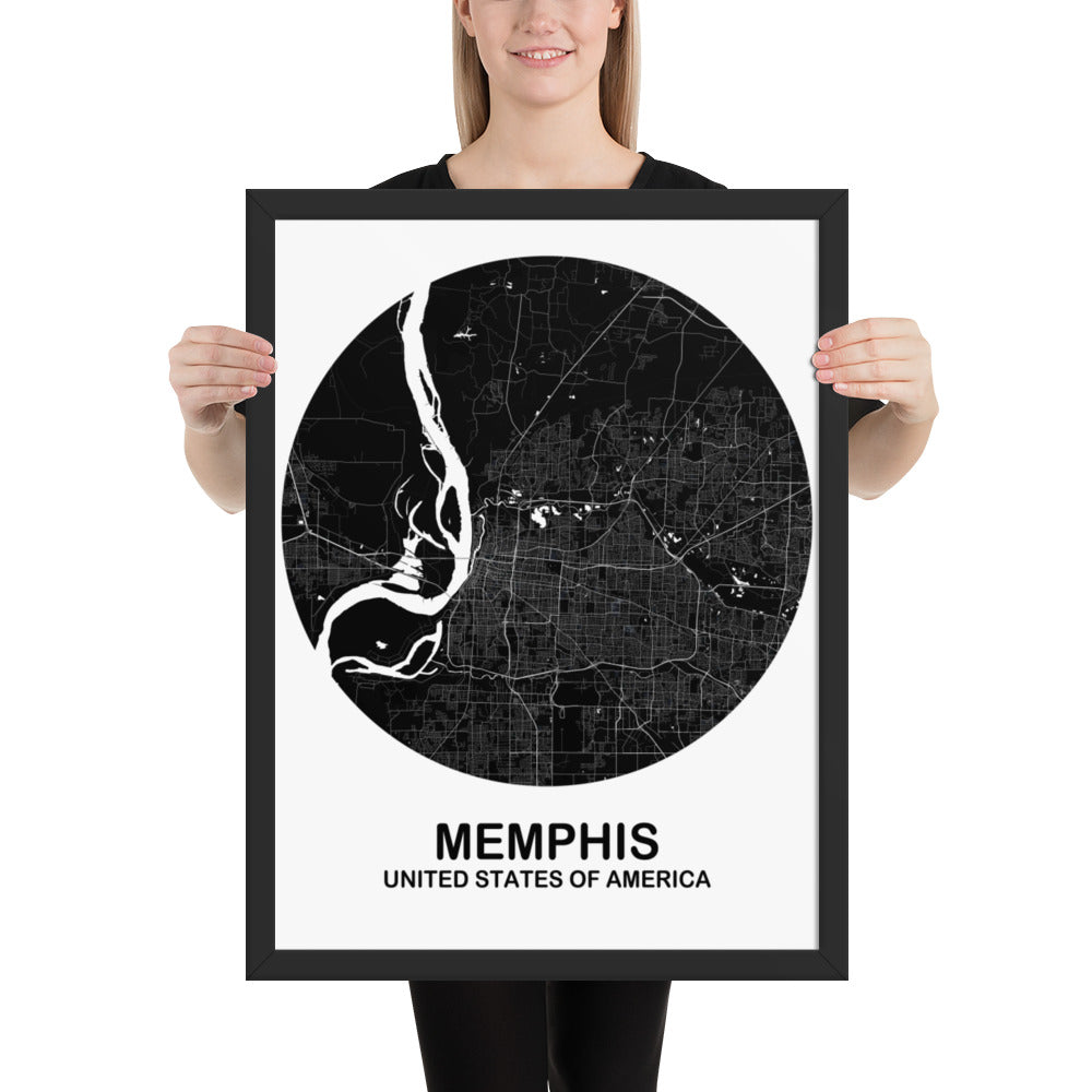 Memphis Circular Black Framed Map