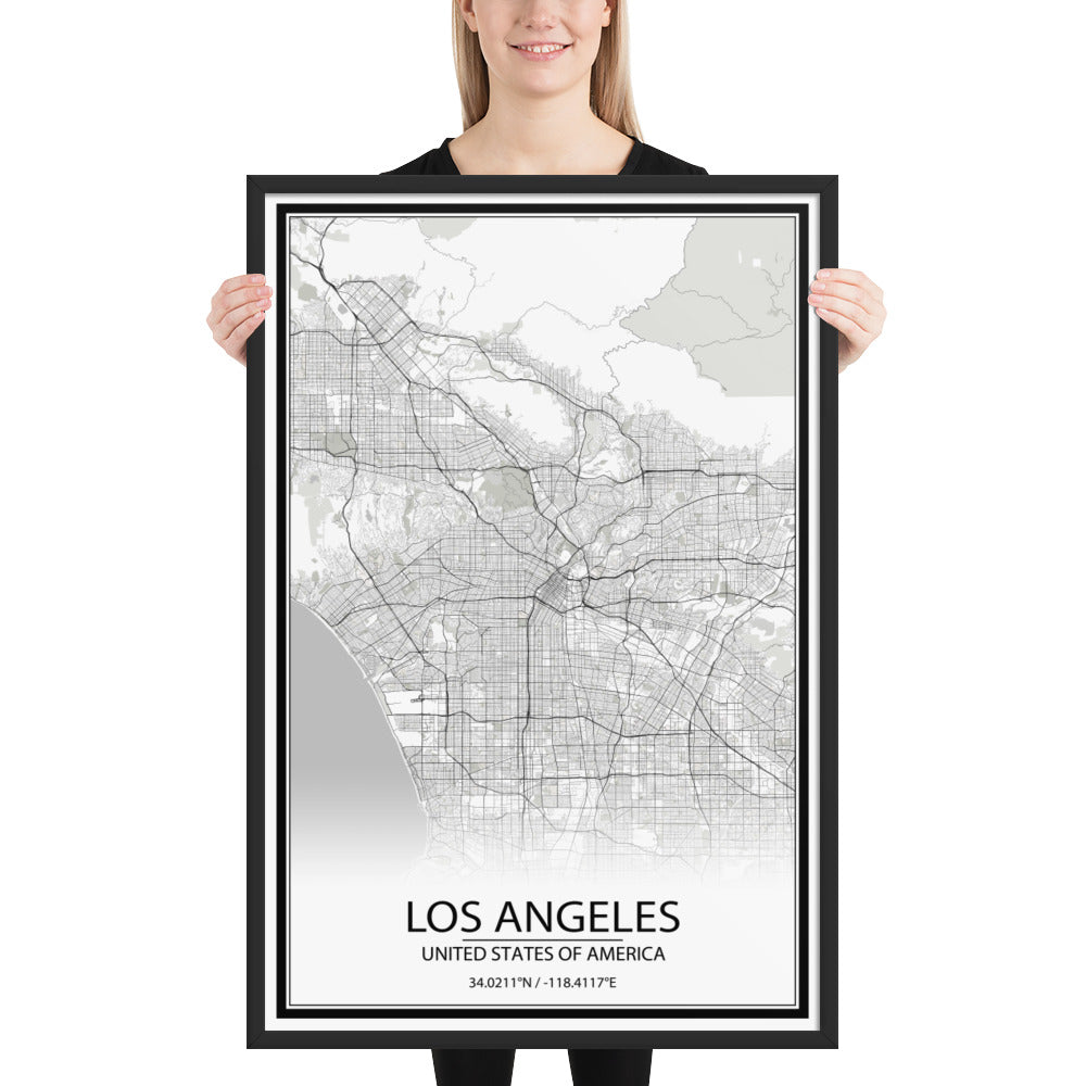 Los Angeles White Framed Map