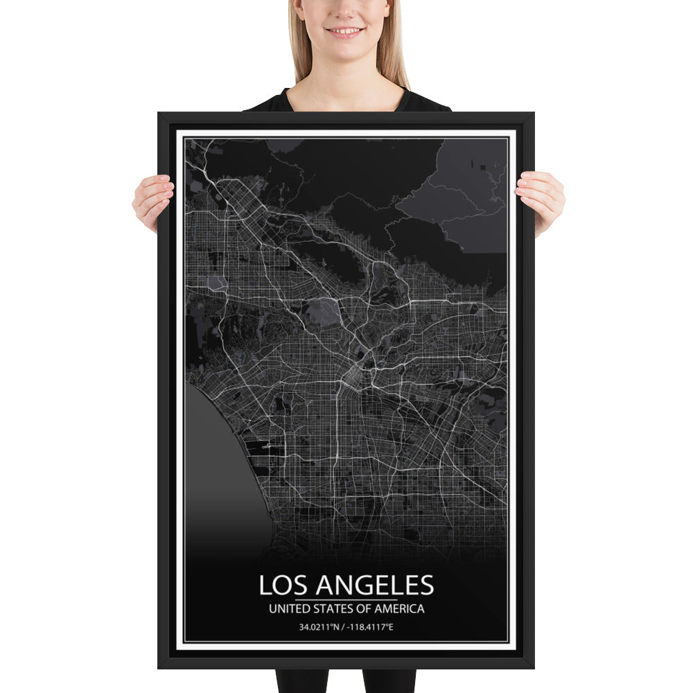 Los Angeles Black Framed Map