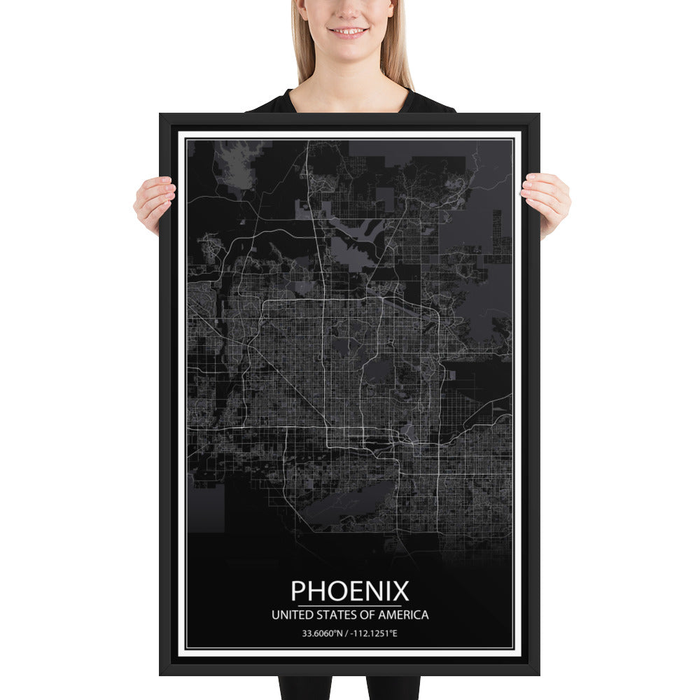 Phoenix Black Framed Map