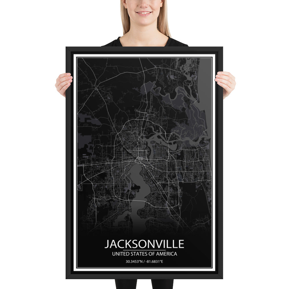 Jacksonville Black Framed Map