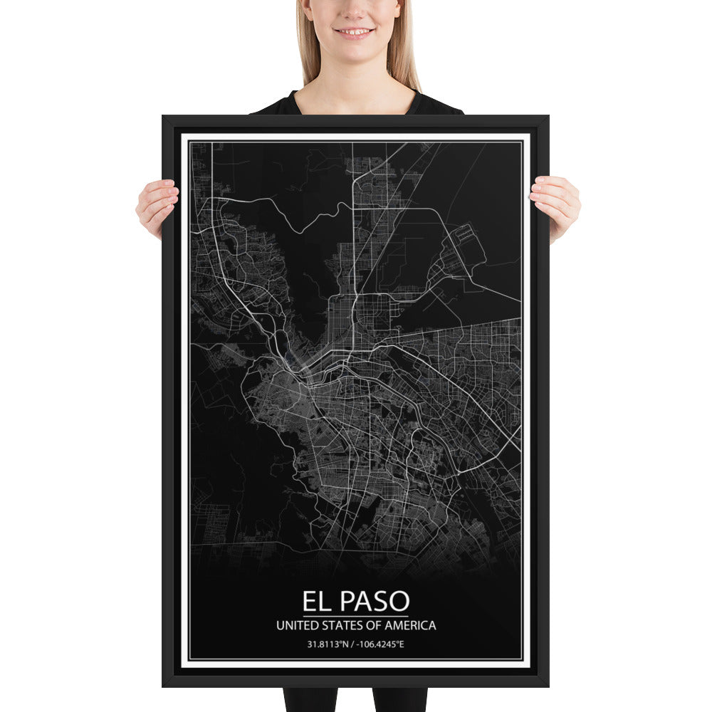 El Paso Black Framed Map