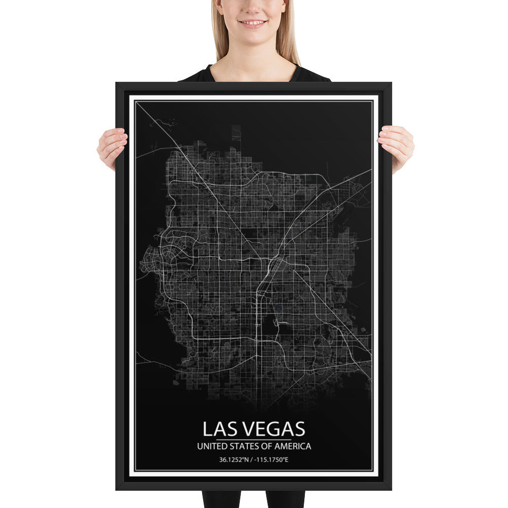 Las Vegas Black Framed Map