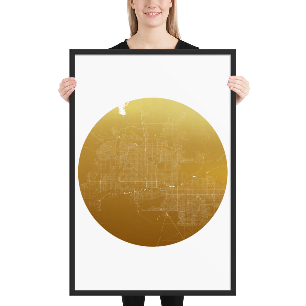 Phoenix Gold on White Framed Map