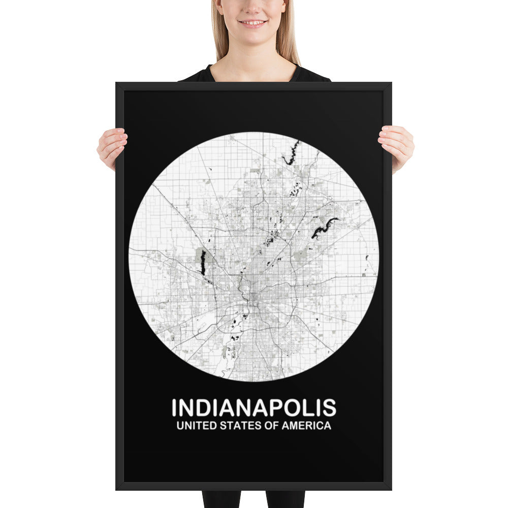 Indianapolis Circular White Framed Map