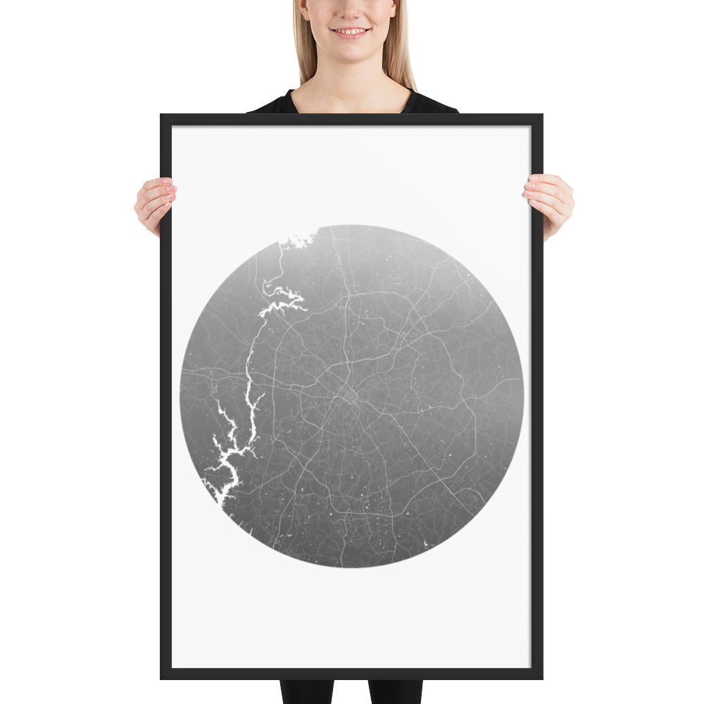 Charlotte Silver on White Framed Map