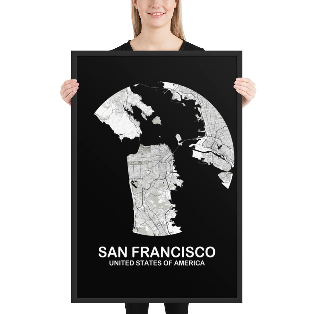 San Francisco Circular White Framed Map