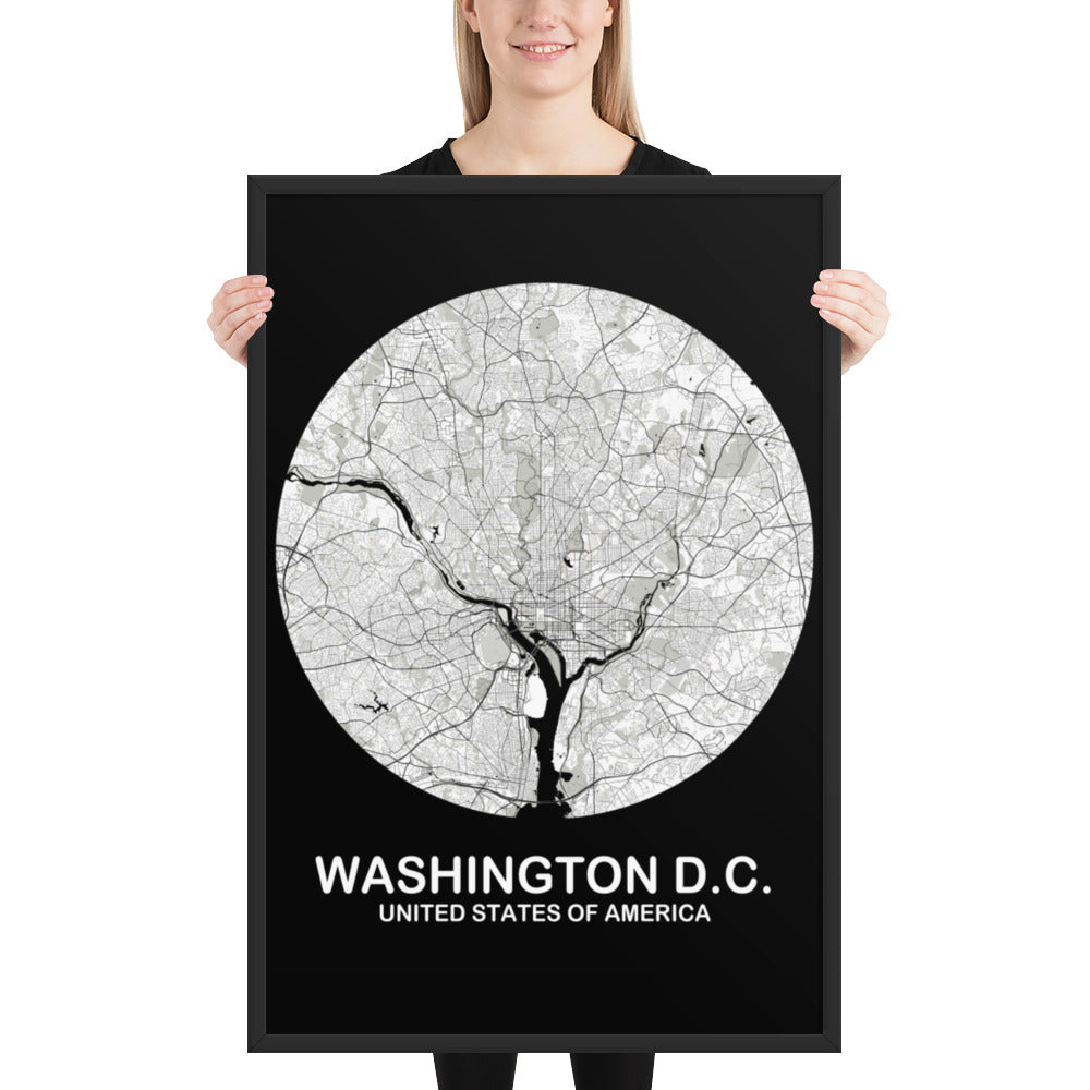 Washington, D.C. Circular White Framed Map