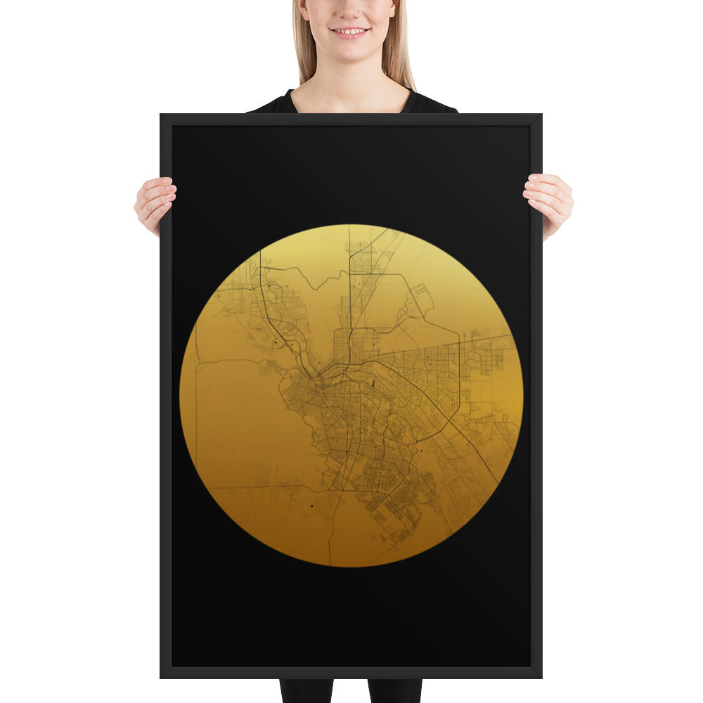 El Paso Gold on Black Framed Map