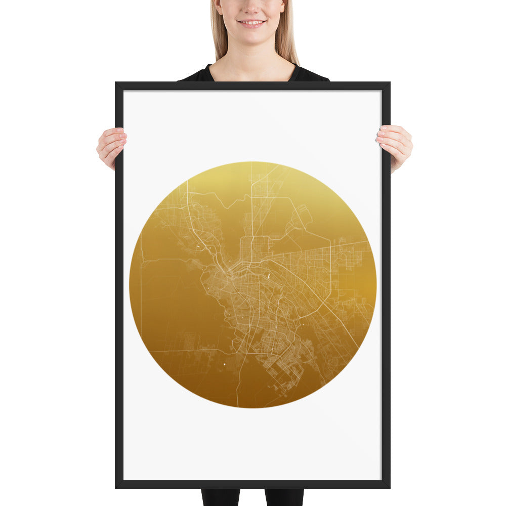 El Paso Gold on White Framed Map