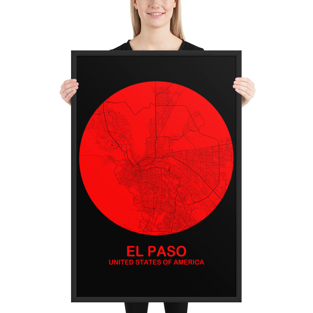 El Paso Circular Red Framed Map