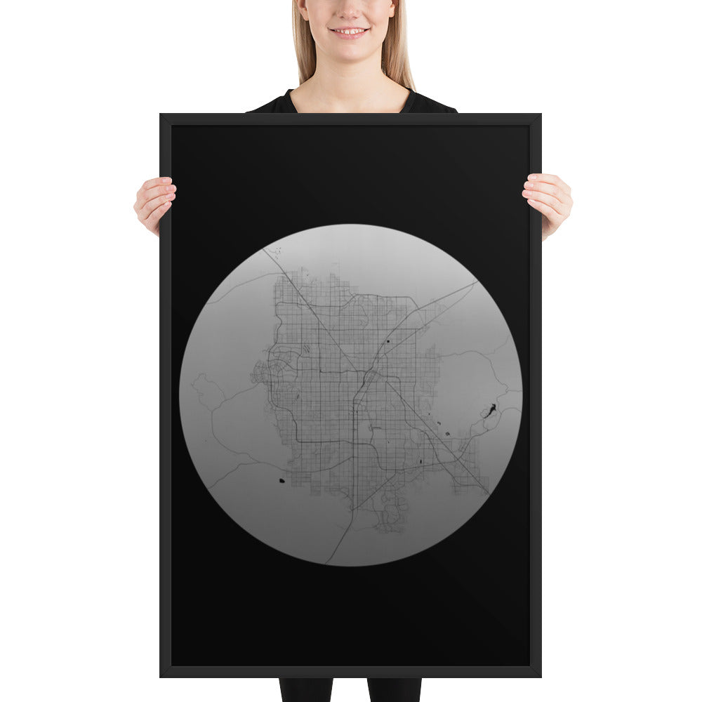 Las Vegas Silver on Black Framed Map