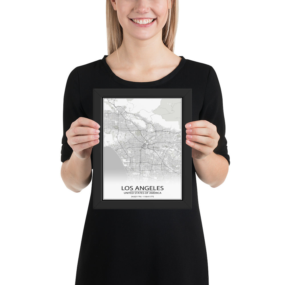 Los Angeles White Framed Map