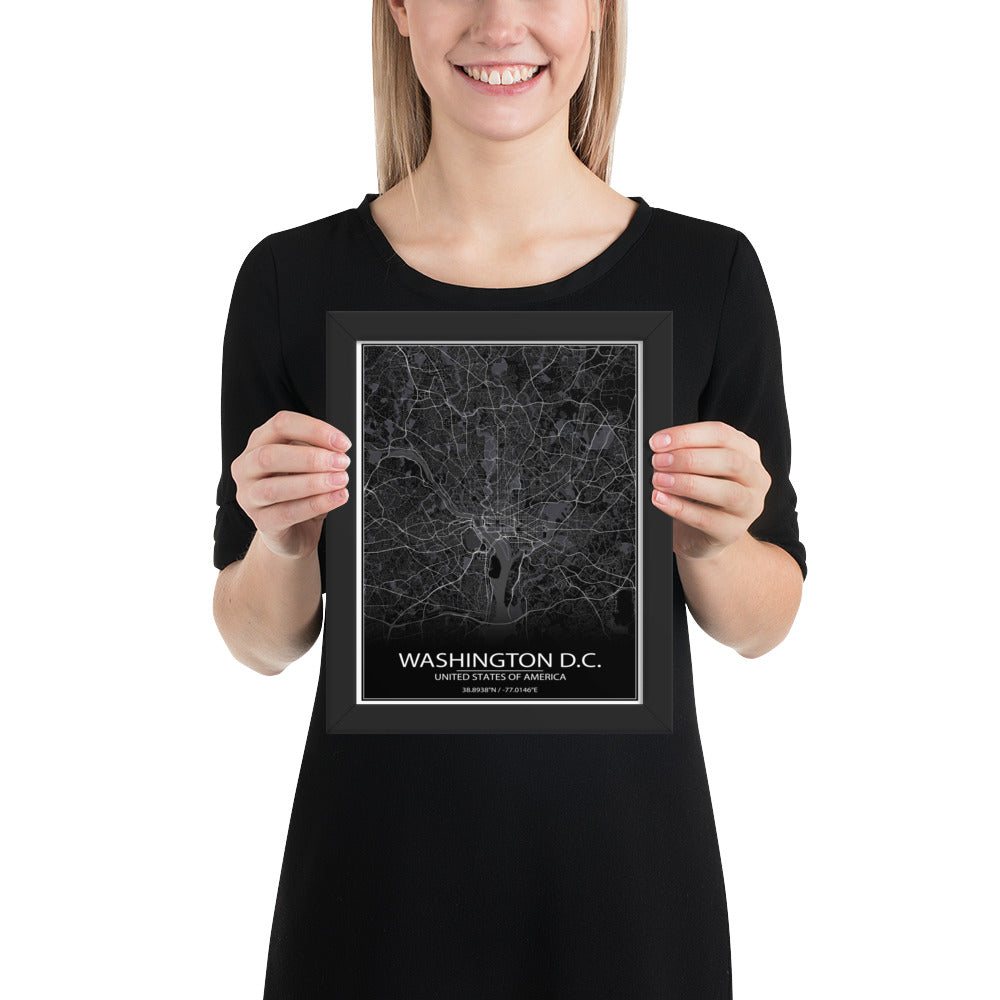 Washington, D.C. Black Framed Map