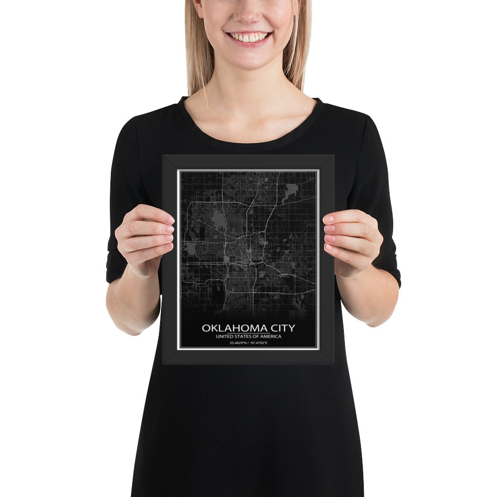 Oklahoma City Black Framed Map