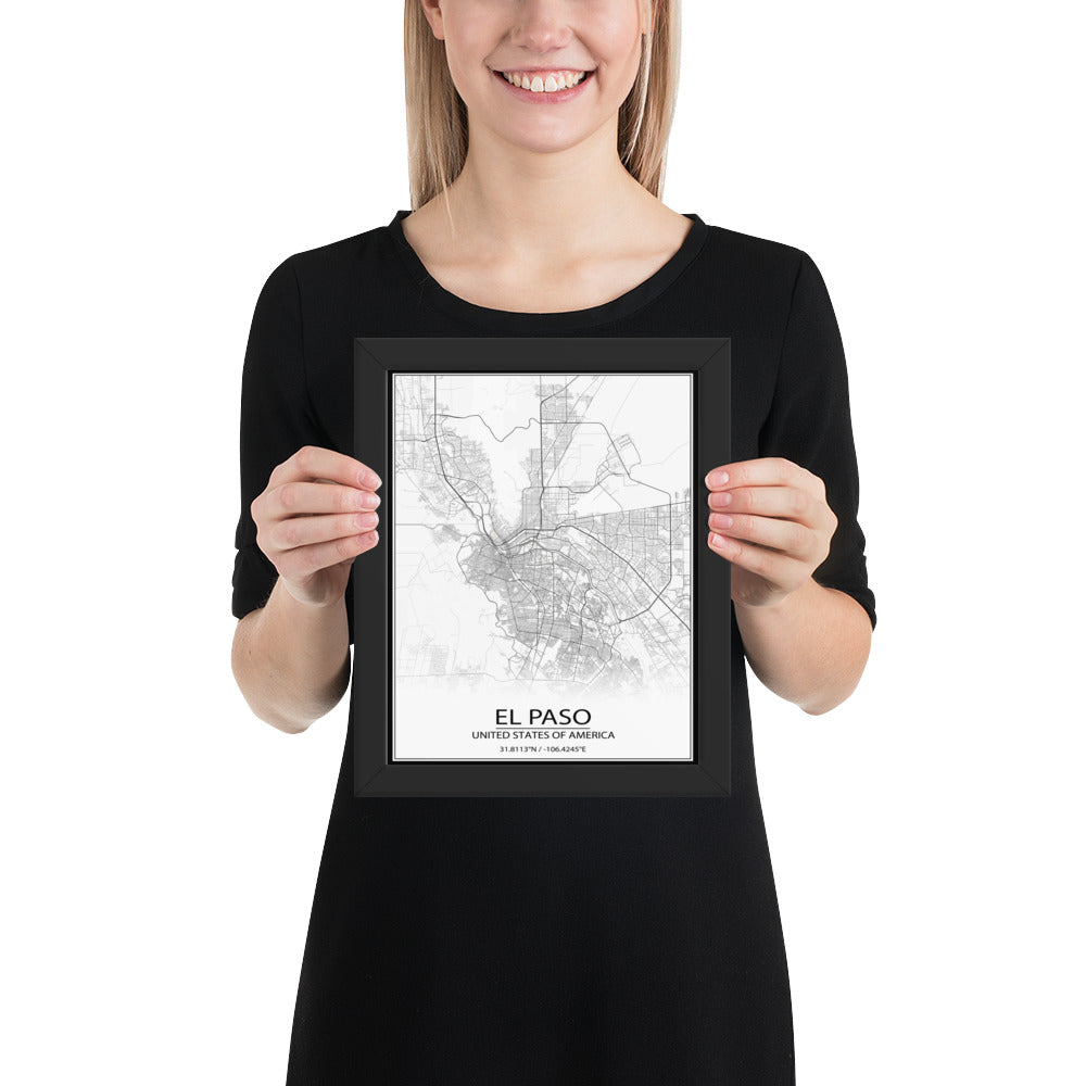 El Paso White Framed Map