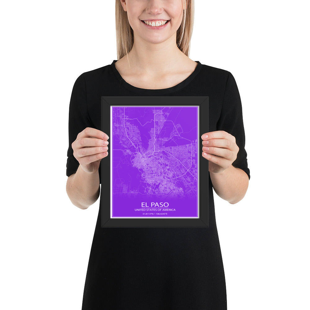 El Paso Purple and White Framed Map