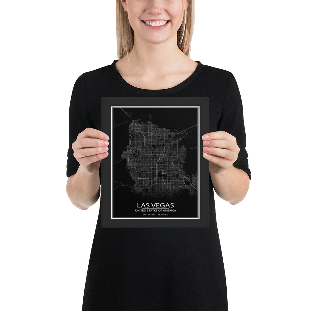 Las Vegas Black Framed Map