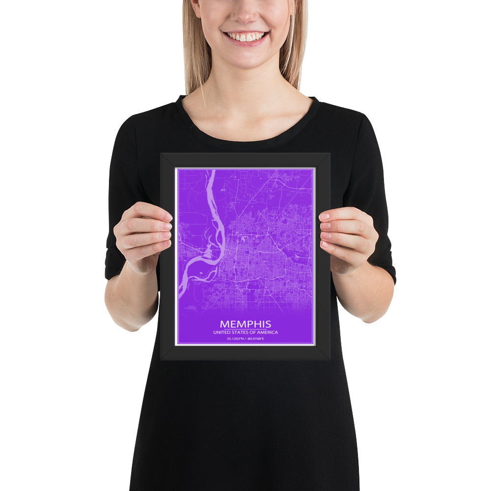 Memphis Purple and White Framed Map