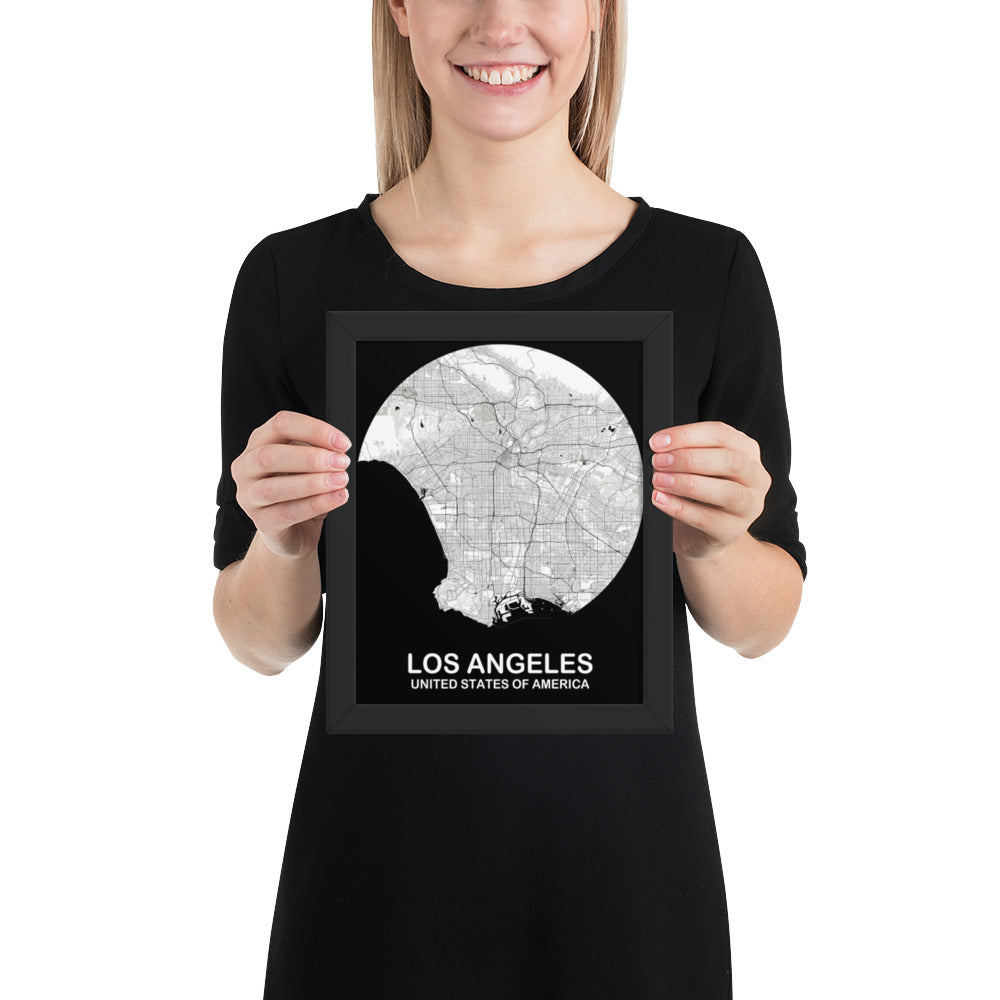 Los Angeles Circular White Framed Map