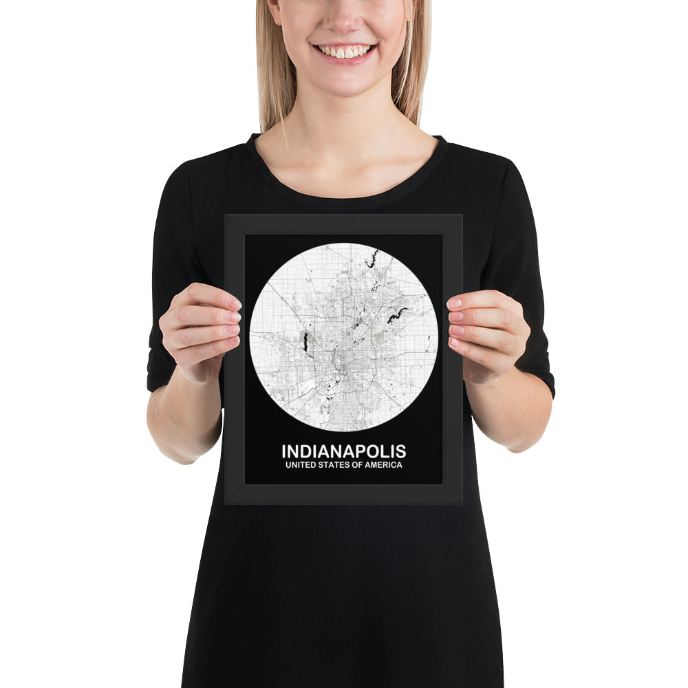 Indianapolis Circular White Framed Map