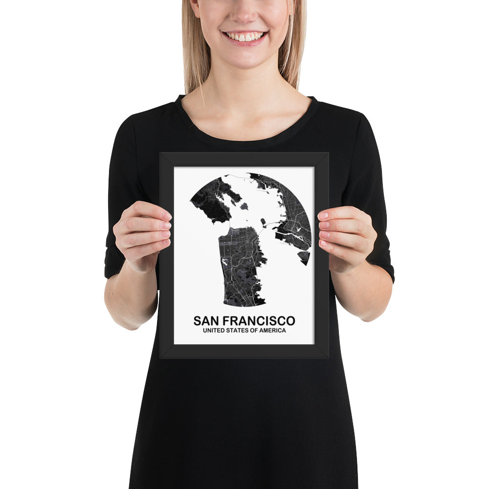 San Francisco Circular Black Framed Map