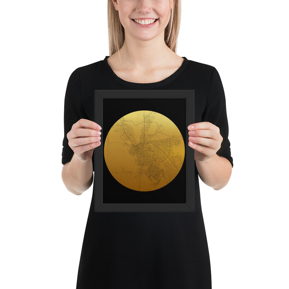 El Paso Gold on Black Framed Map