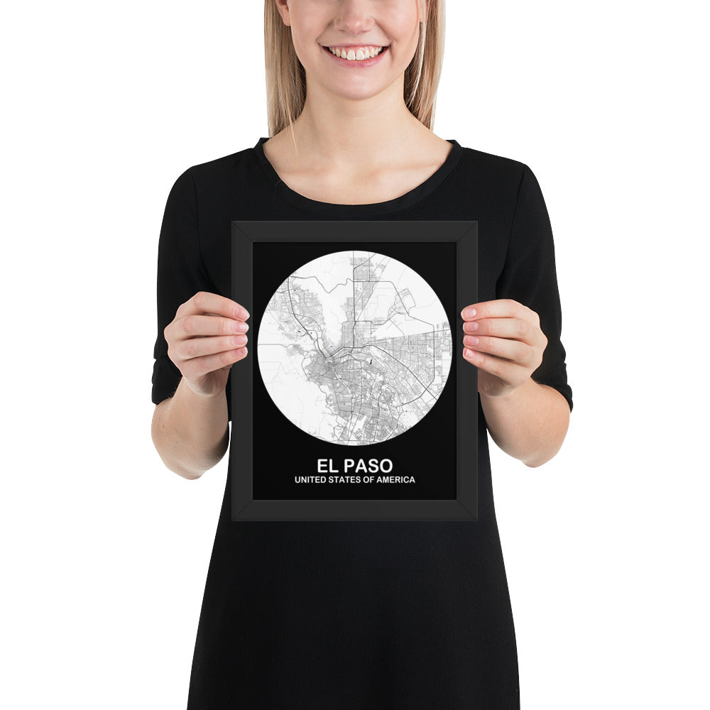 El Paso Circular White Framed Map