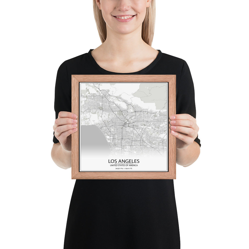 Los Angeles White Framed Map