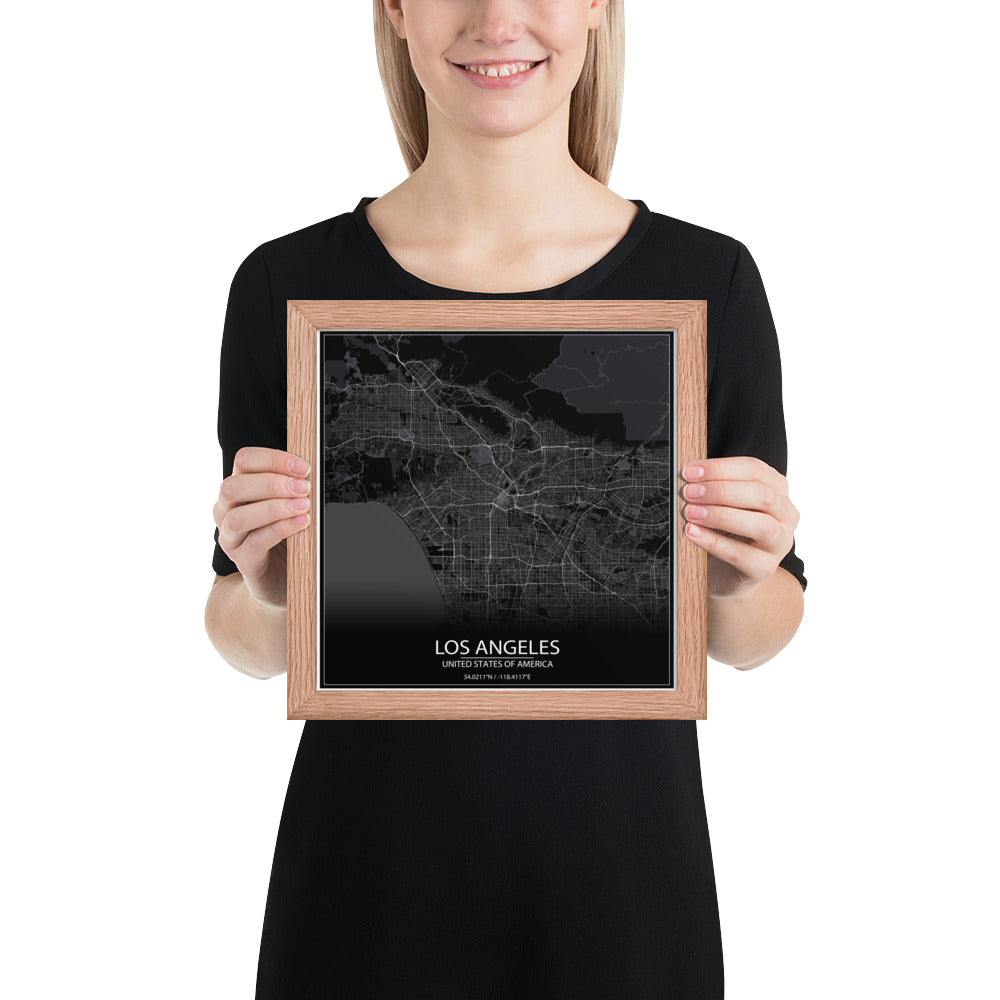 Los Angeles Black Framed Map