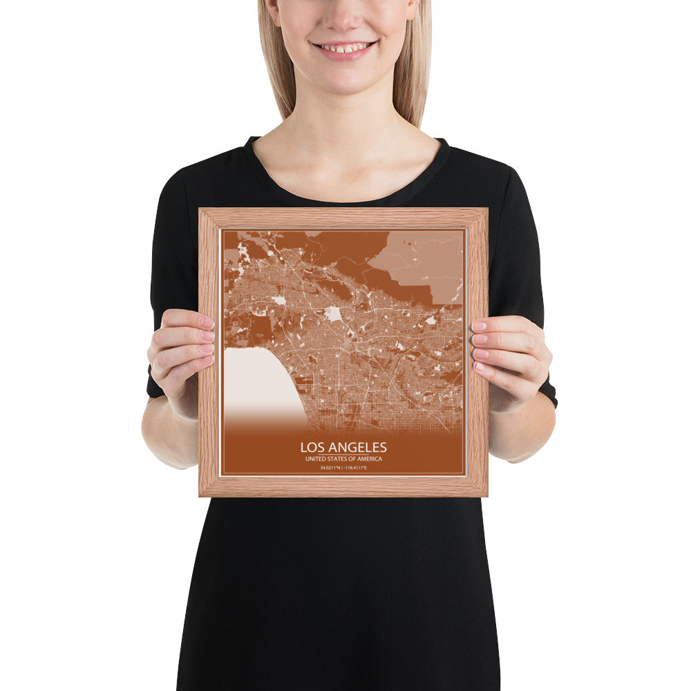 Los Angeles Brown and White Framed Map